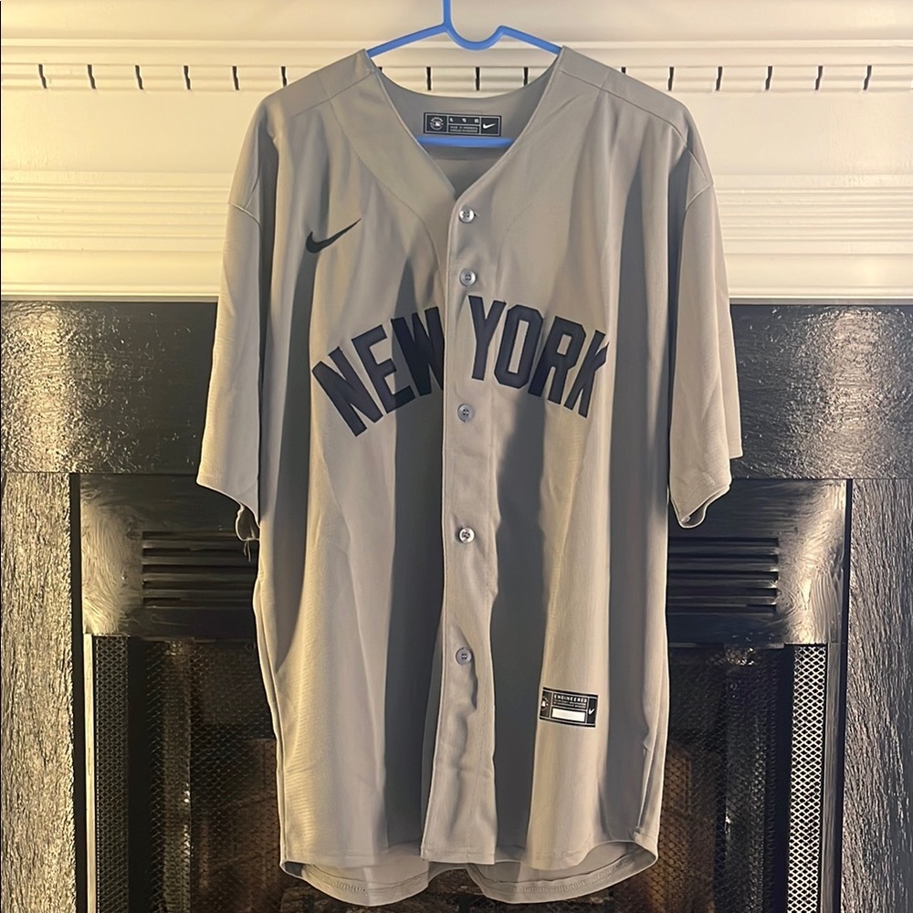 New York Yankees Gerrit Cole Baseball Jersey Gray Navy Stitched Men’s Size XL